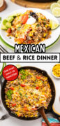Mexican Beef and Rice Skillet recipe Pinterest image