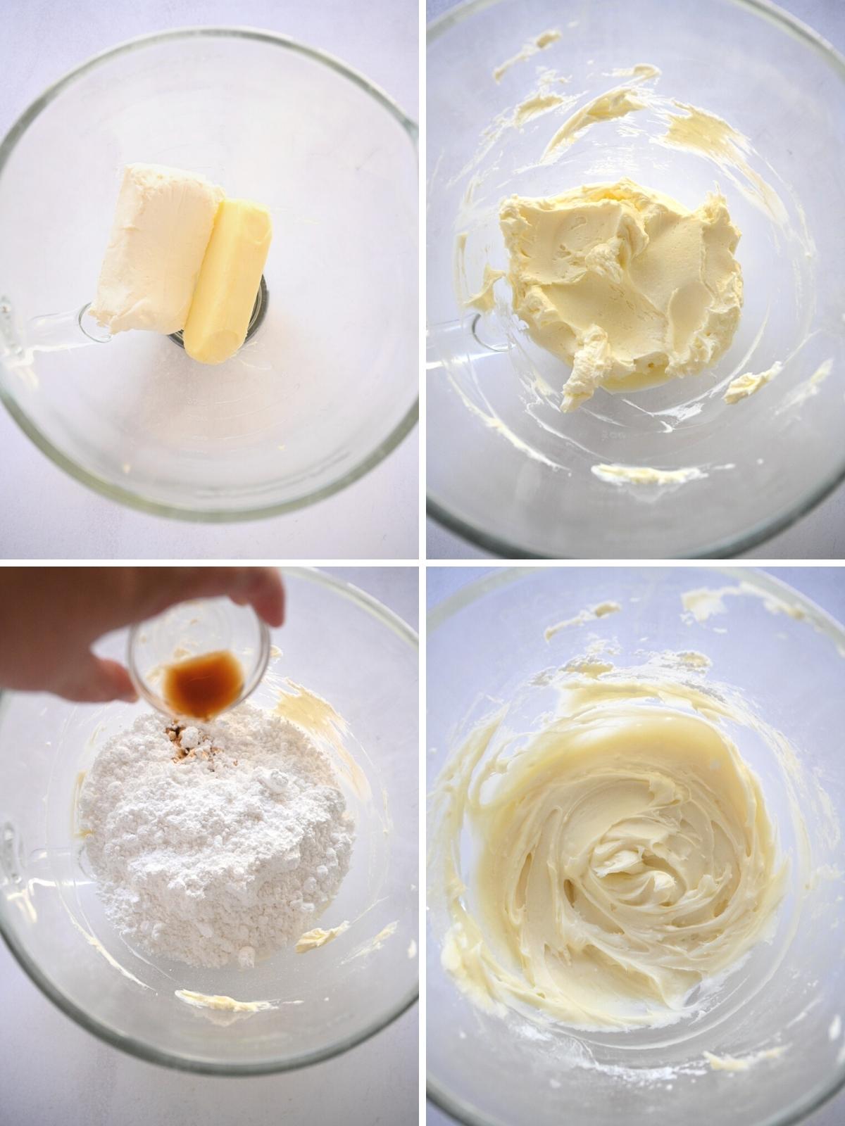 Cream Cheese Icing step by step image collage.
