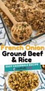 French Onion Ground Beef and Rice Casserole Pinterest Image