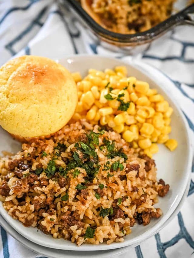 French onion rice casserole image.
