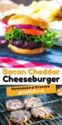 Stuffed Bacon Cheddar Cheeseburger pinterest collage image.