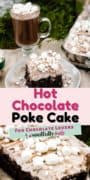 Hot chocolate poke cake pinterest collage image.