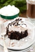 Hot chocolate poke cake pinterest image.