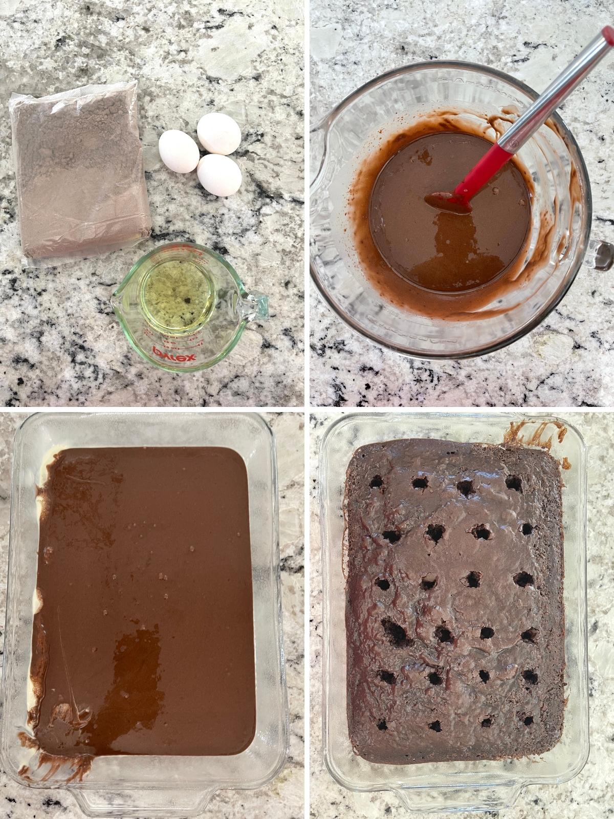 Images showing steps to make cake.