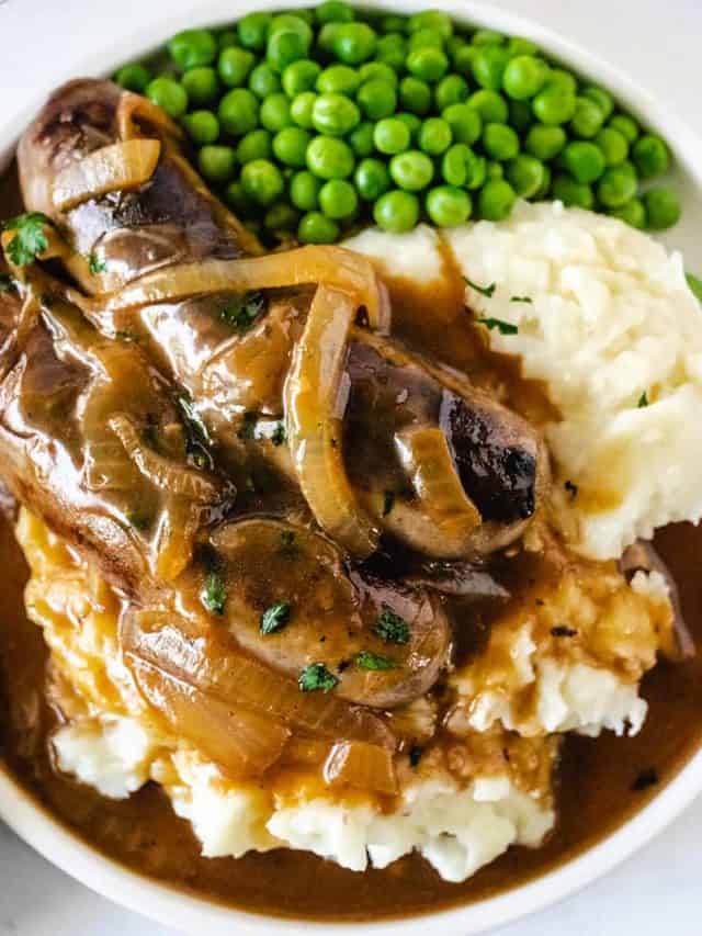 Bangers & Mash with Onion Gravy