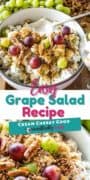 Easy Grape Salad Recipe Brand Image with 2 photos of the dessert salad