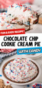 Chocolate Chip Cookie Cream Pie with Candy recipe Pinterest image