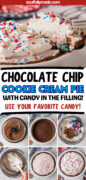 Chocolate Chip Cookie Cream Pie with Candy recipe Pinterest image