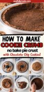 No Bake Chocolate Chip Cookie Pie Crust recipe Pinterest image