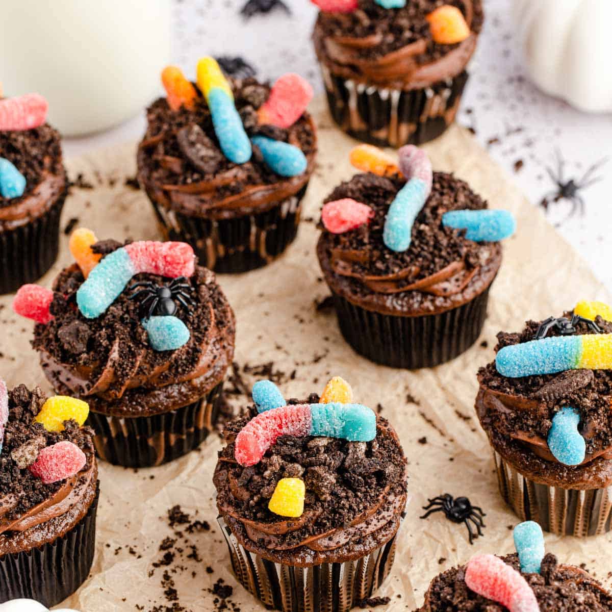 Gummy Worm Dirt Cupcakes