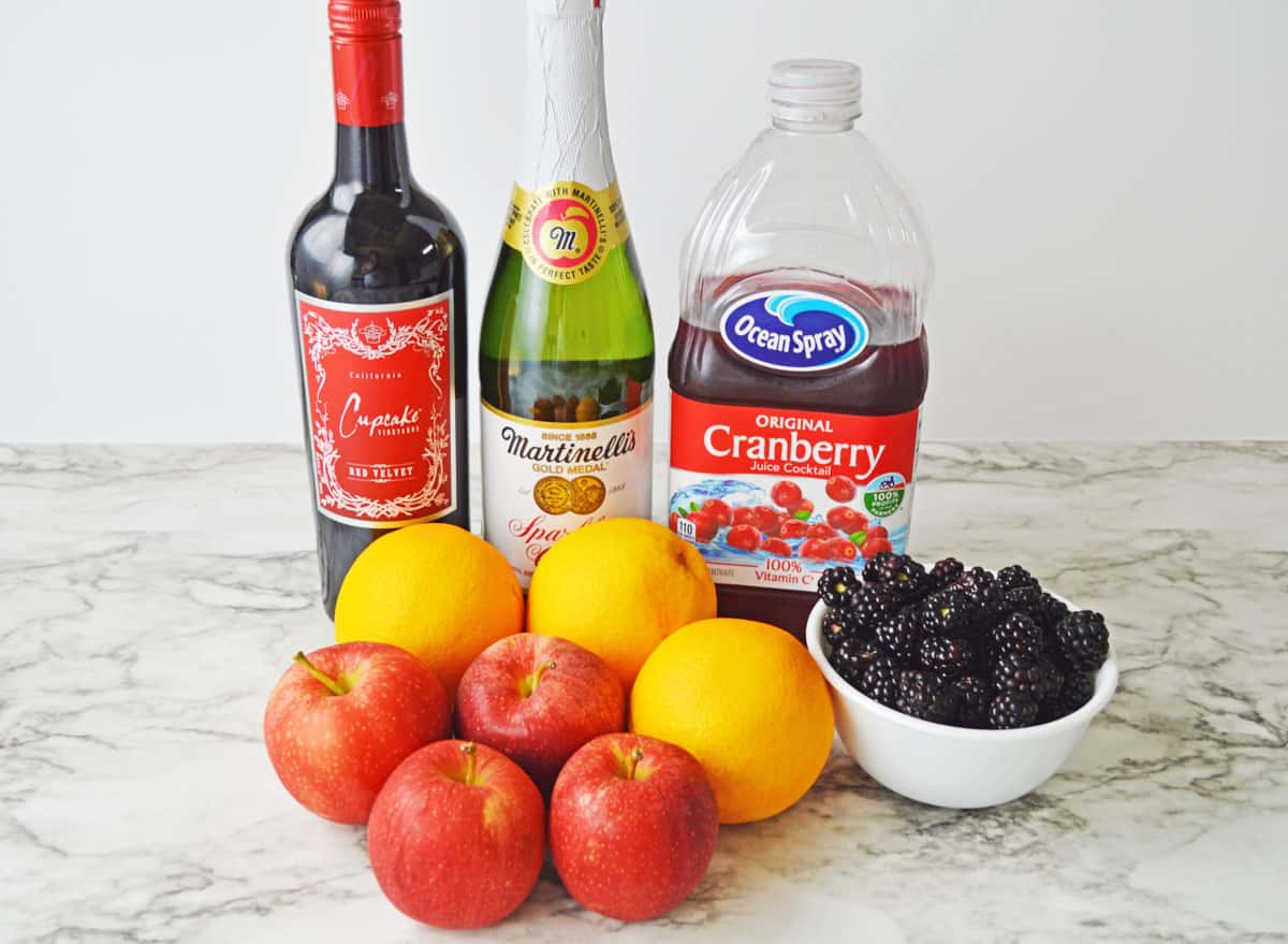 Image of ingredients needed to make Fall or Halloween Sangria.