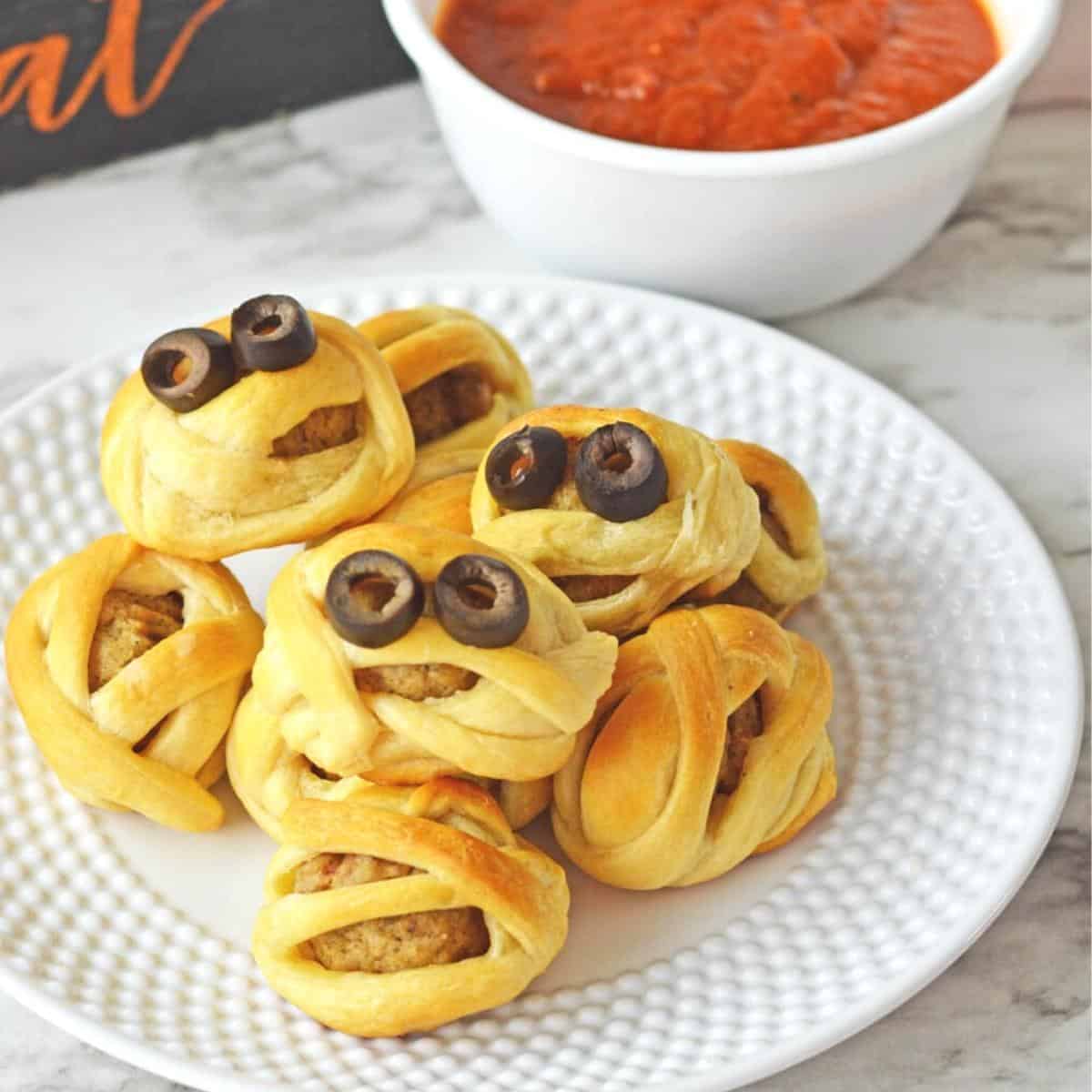 Mummy Meatball Crescent Bites