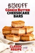 Biscoff Cheesecake Bars Pinterest image.
