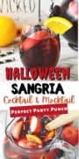 Halloween sangria recipe pinterest collage image.
