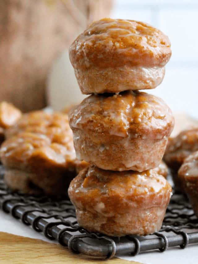 Pin 4 Plain image with logo of Glazed Pumpkin Donut Muffins