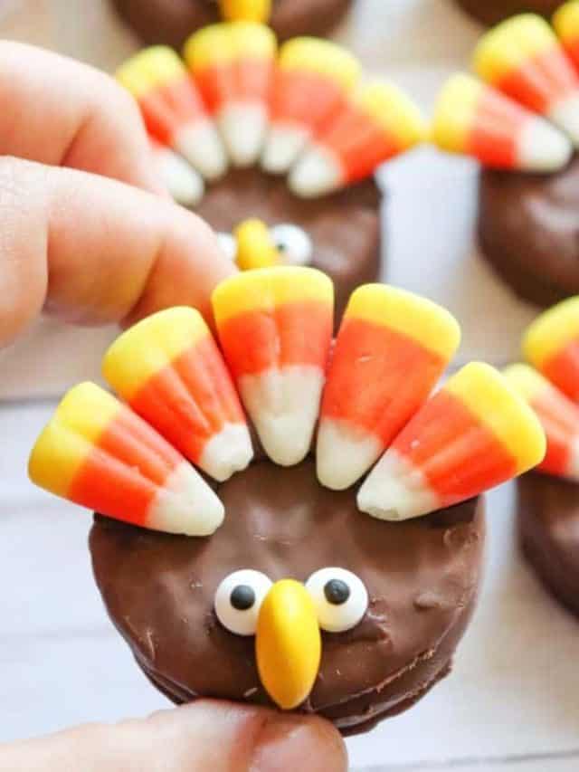 Hand holding Nutter Butter Turkey Cookies FB