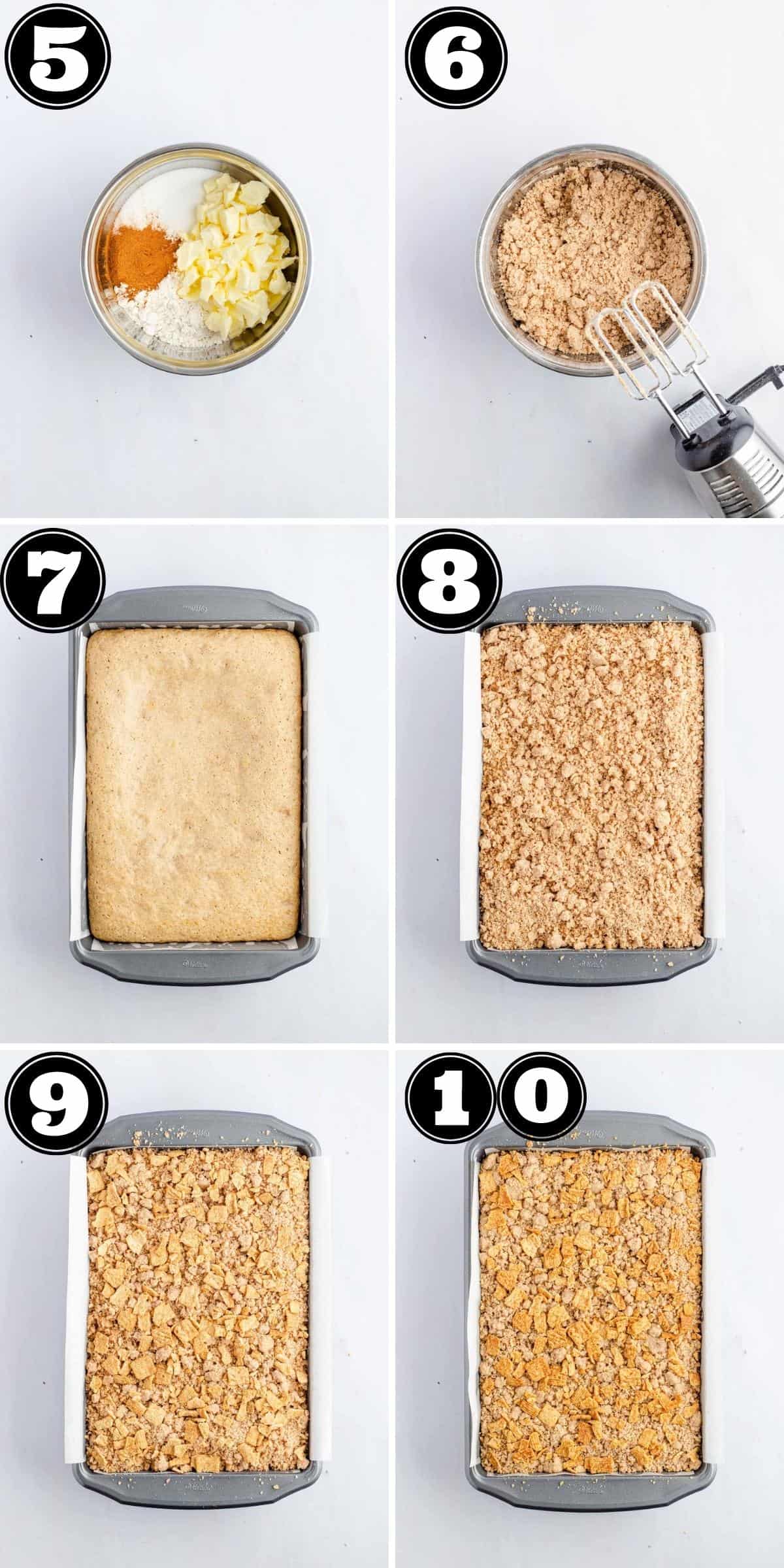 Numbered step images showing how to add topping and finish baking.