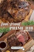 2 image collage of fool-proof prime rib recipe.