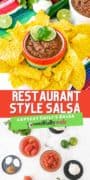Restaurant Style Salsa- Brand Image collage of ingredients and the full display of chips and salsa.
