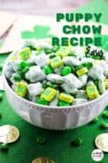 A bowl of St Patrick's Day Lucky Chow snack mix.