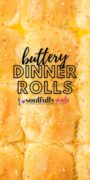 Overhead shot of buttery dinner rolls.