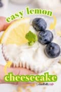 Easy Lemon Cheesecake bite-sized image for Pinterest.
