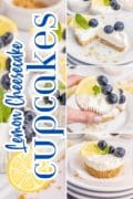 Multi image Pinterest pin 2 for lemon cheesecake cupcakes.