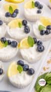 Pinterest pin 4 image only of Mini lemon cheesecake cups.