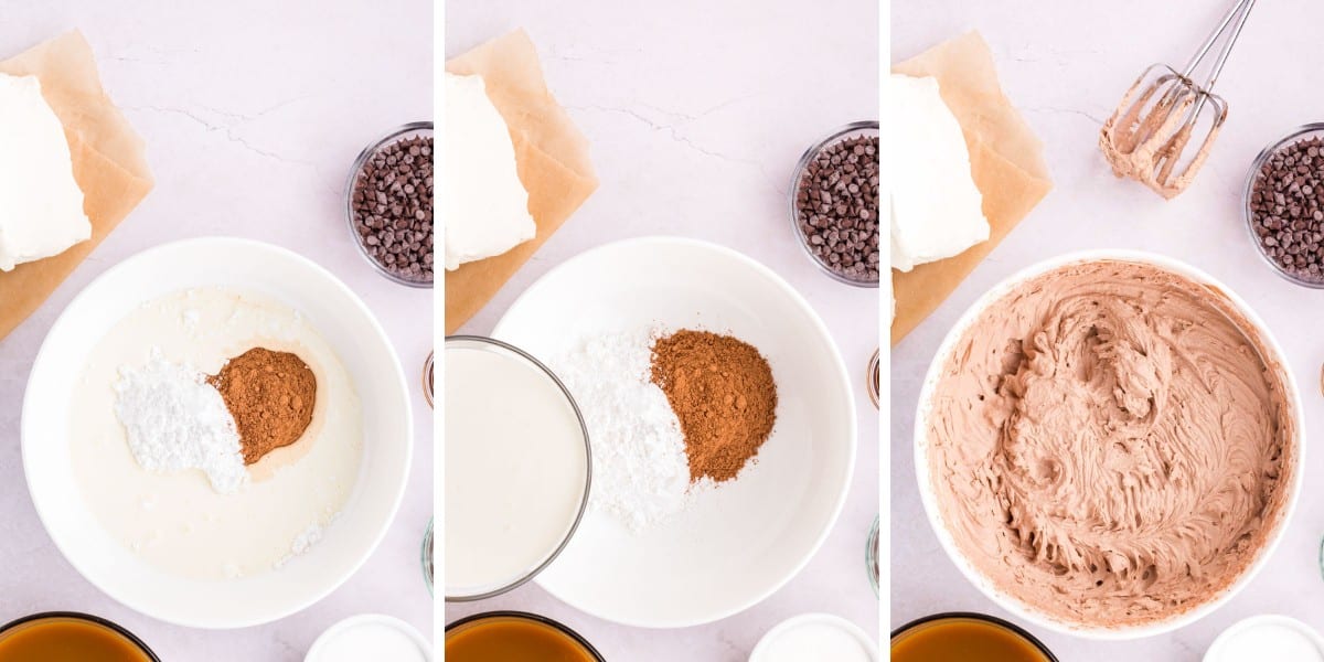 Mixing up cocoa whipped cream.