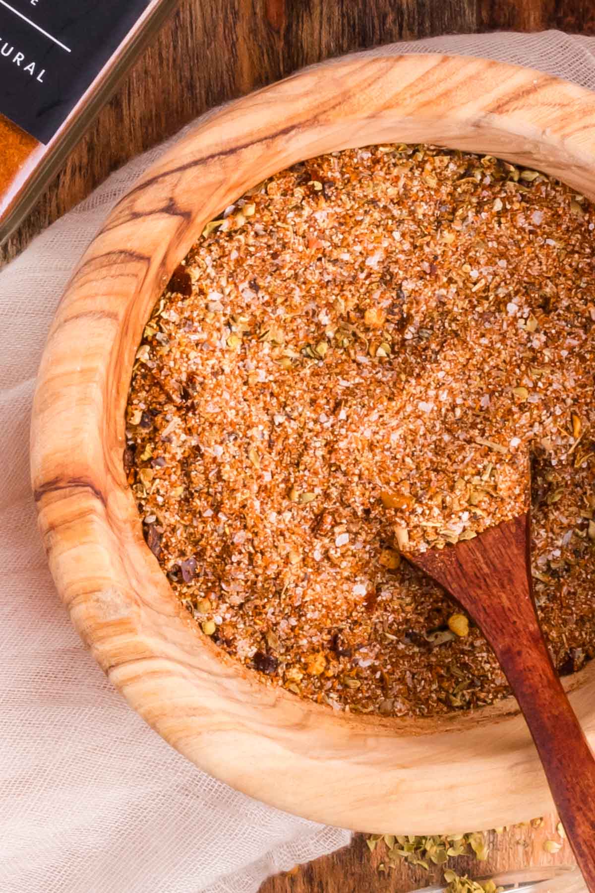 A close up view of the texture of all of the spices in a bowl used to make taco seasonings.