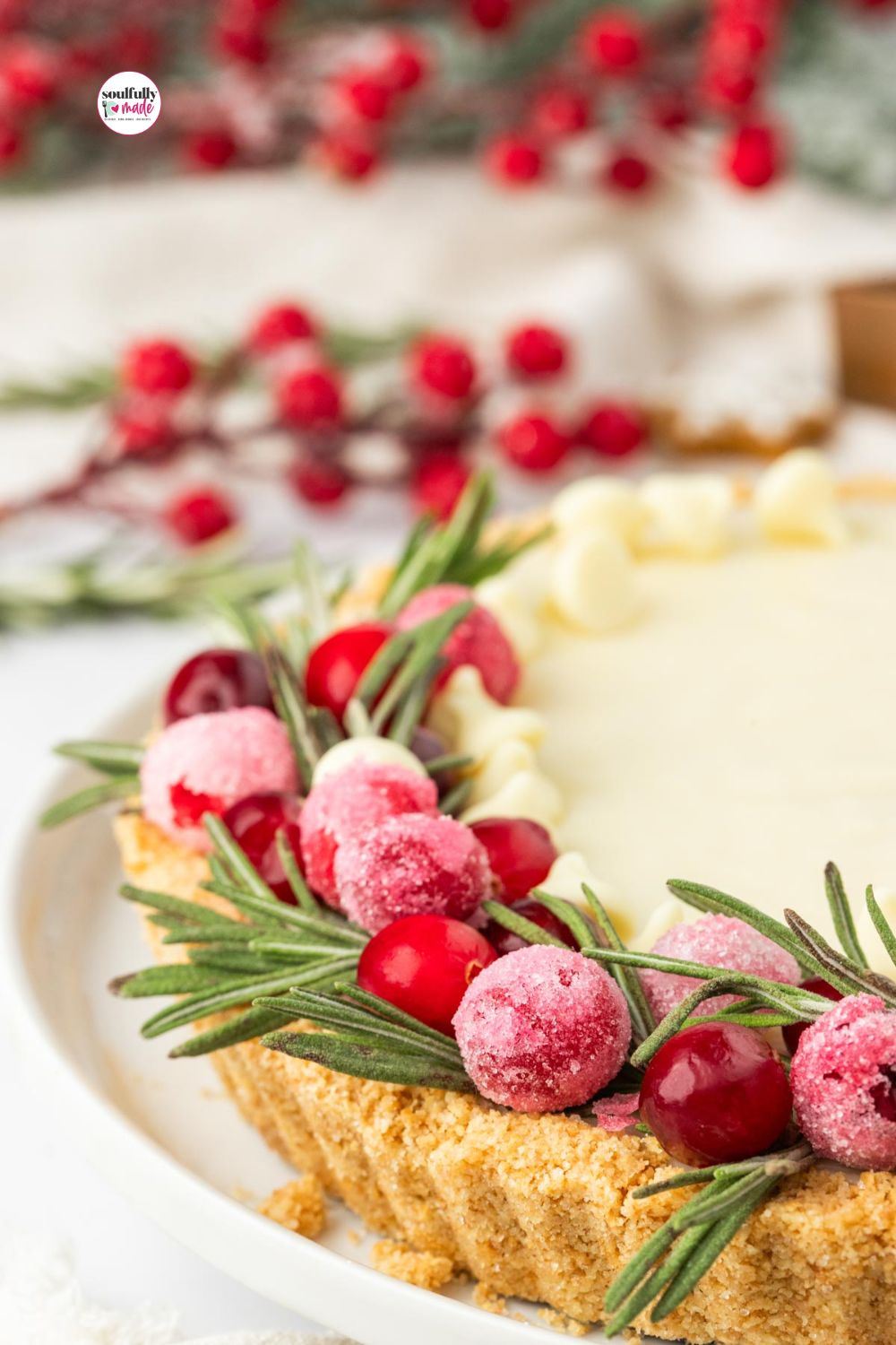 White Chocolate Cranberry Tart from a front view.