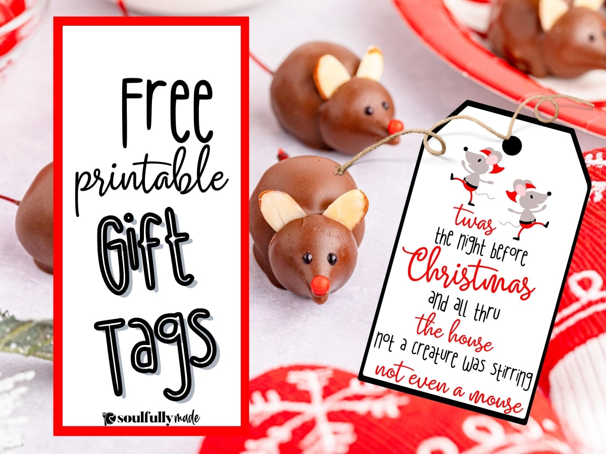 Image for printable gift tags for chocolate cherry mice.