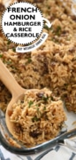French Onion Ground Beef and Rice Casserole Pinterest Image