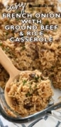 French Onion Ground Beef and Rice Casserole Pinterest Image