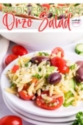 Mediterranean Orzo Salad image for pin 1.