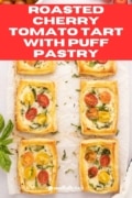 Roasted Cherry Tomato Tart with Puff Pastry image of pastries on parchment.