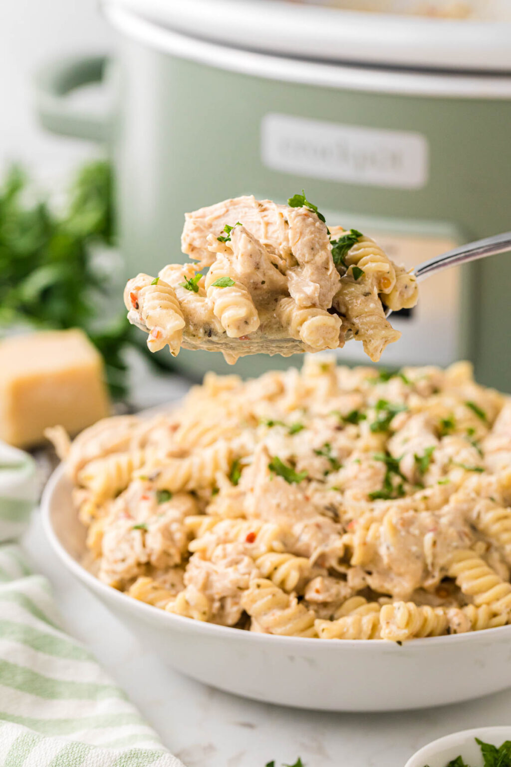 Slow Cooker Garlic Parmesan Chicken Pasta Soulfully Made