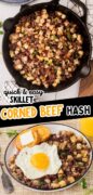 Corned beef hash recipe Pinterest image.