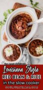 Red beans and rice slow cooker Pinterest image.