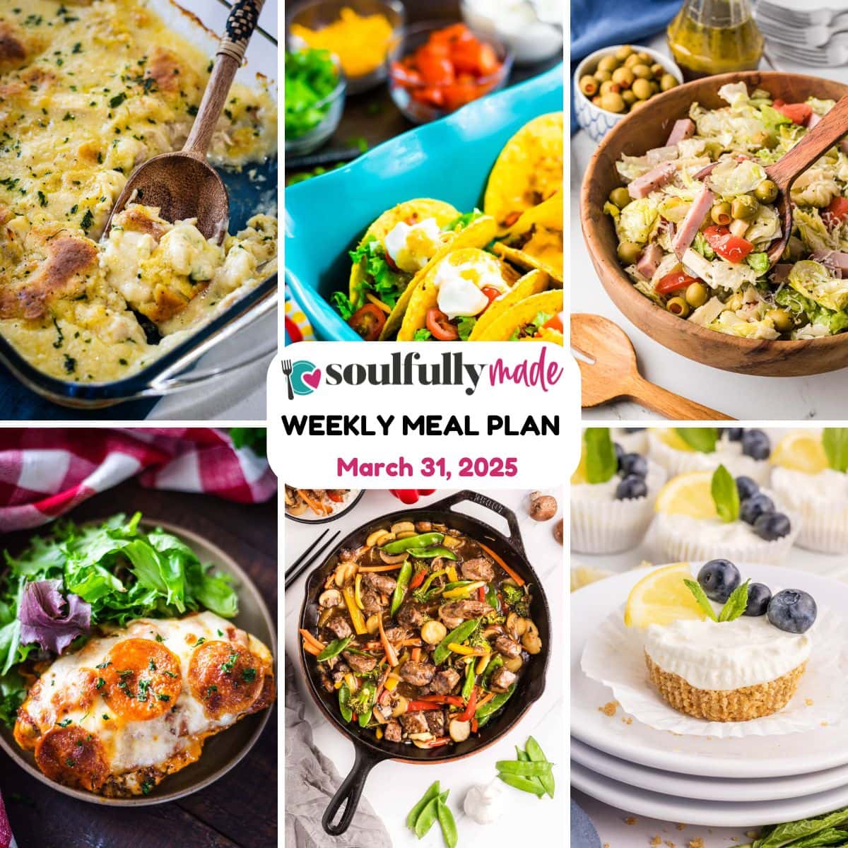 Weekly Meal Plan graphic image for March 31, 2025.