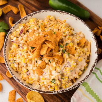Fritos Corn Salad Dip in a bowl.