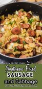 southern fried cabbage and sausage recipe pinterest image