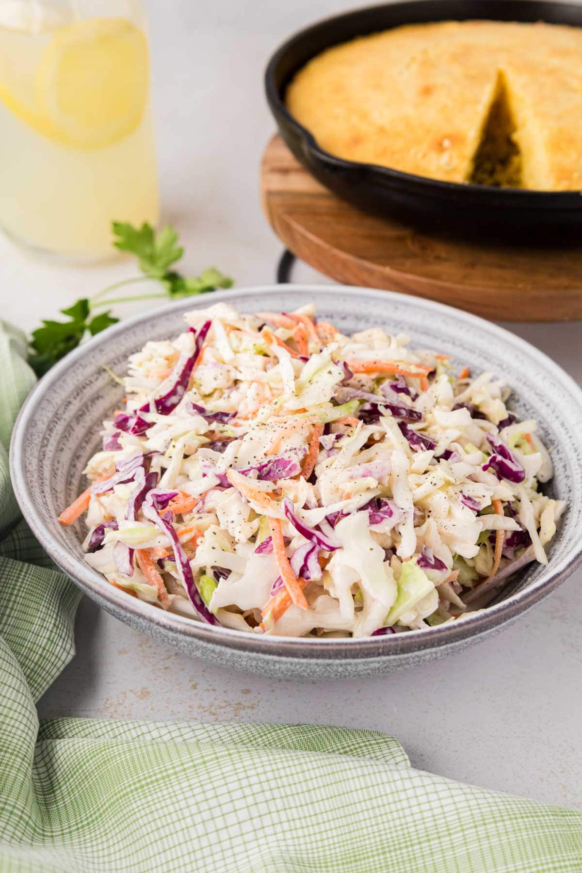 Homemade coleslaw in a bowl.