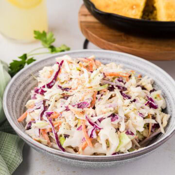 Homemade coleslaw in a bowl.