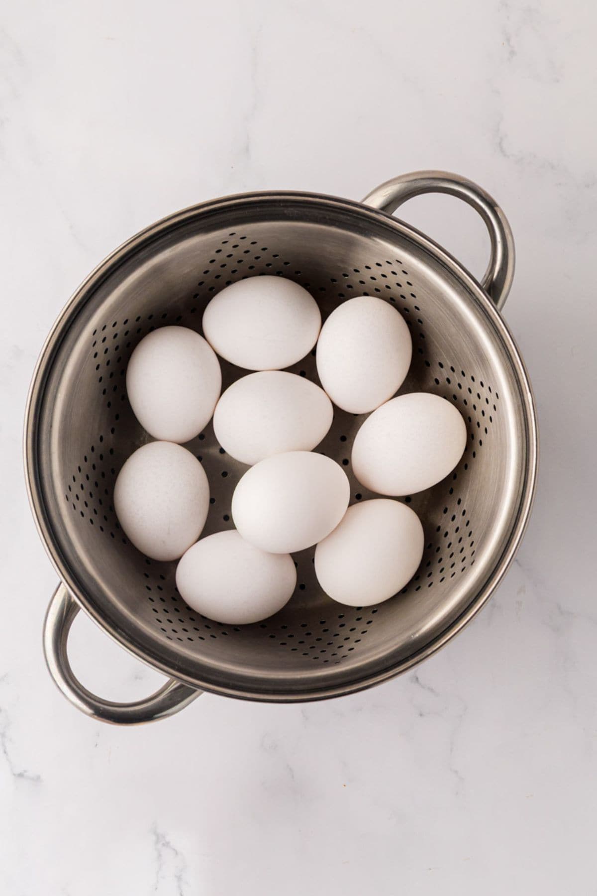 Eggs in a steamer basket.