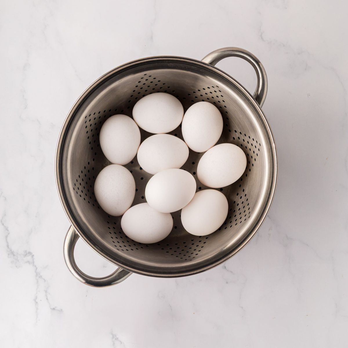 Eggs in a steamer basket.