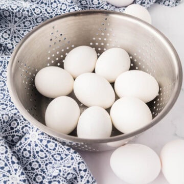 Eggs in a steamer basket.