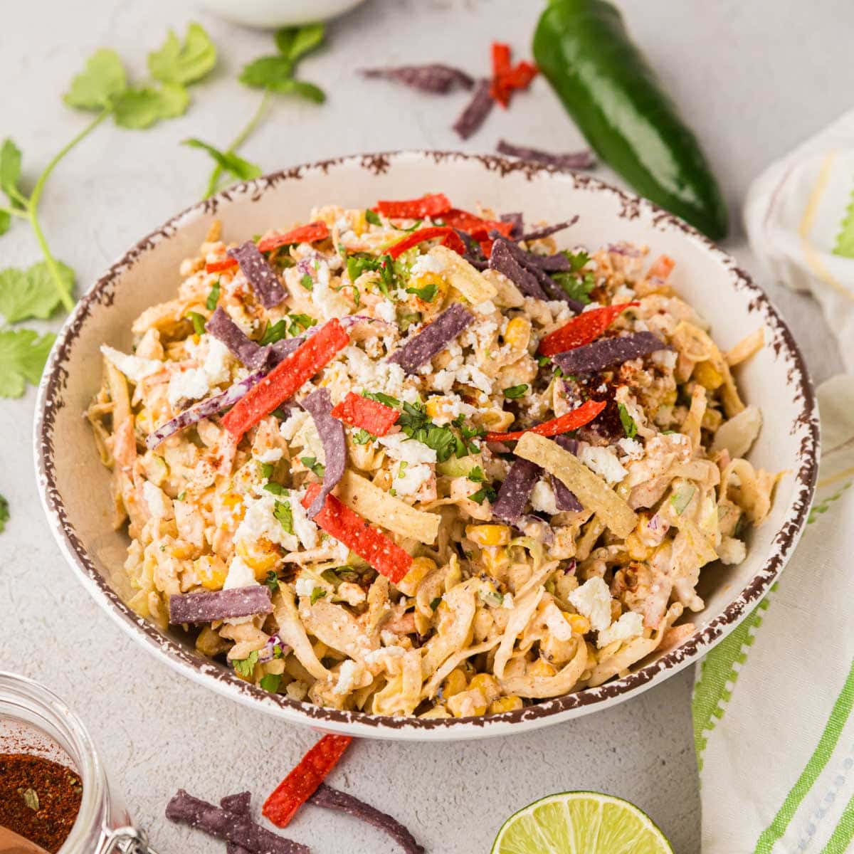 A bowl of Mexican coleslaw.