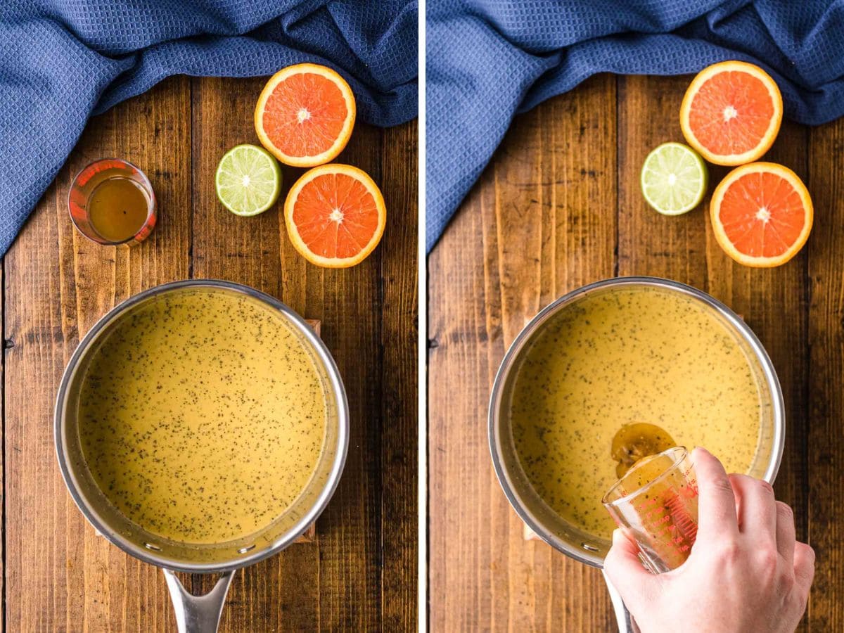 Side by side photos of making the Cuban mojo sauce.