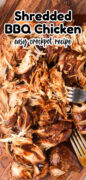 Slow Cooker Barbecue Pulled Chicken Recipe Pinterest image